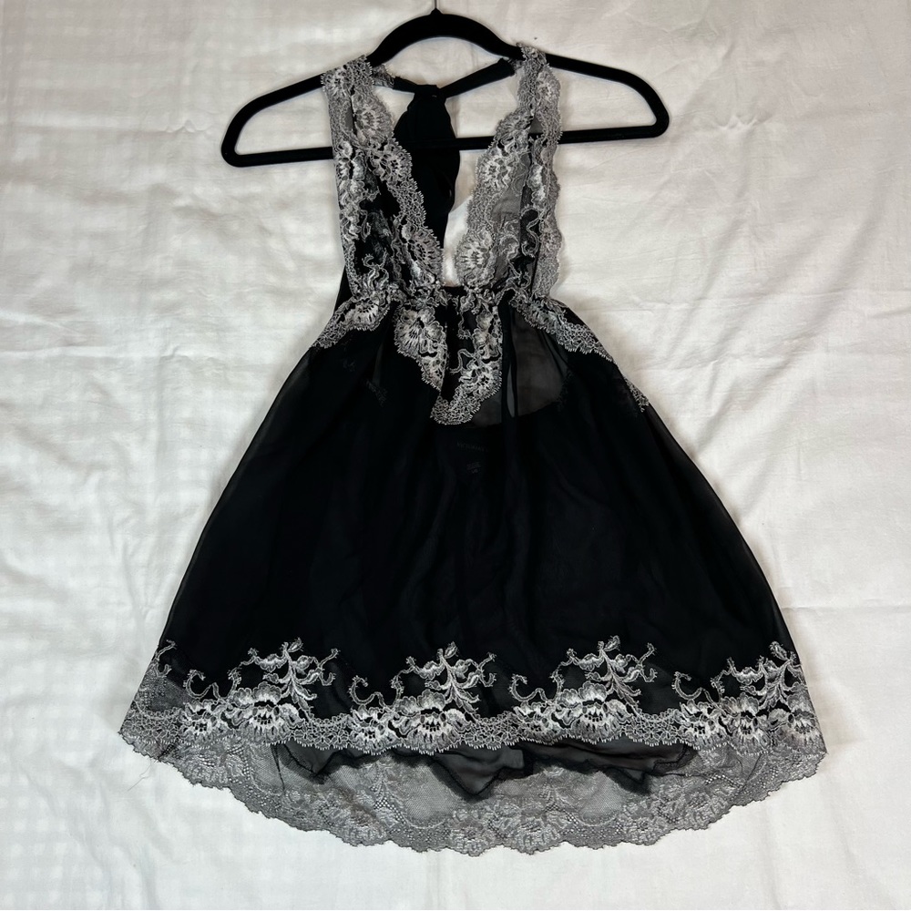 Victoria’s Secret lace sheer babydoll halter slip romantic coquette sexy